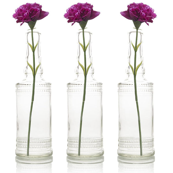 8pc Clear Vintage Glass Wedding Bottle Set, Assorted Wedding Table and  Centerpiece Display
