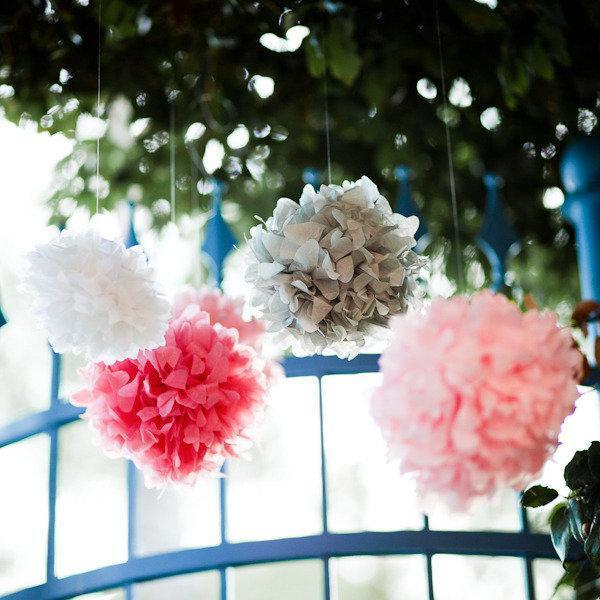 Rose Gold Tissue Paper Pom Poms Decorations 12 10 8 Paper