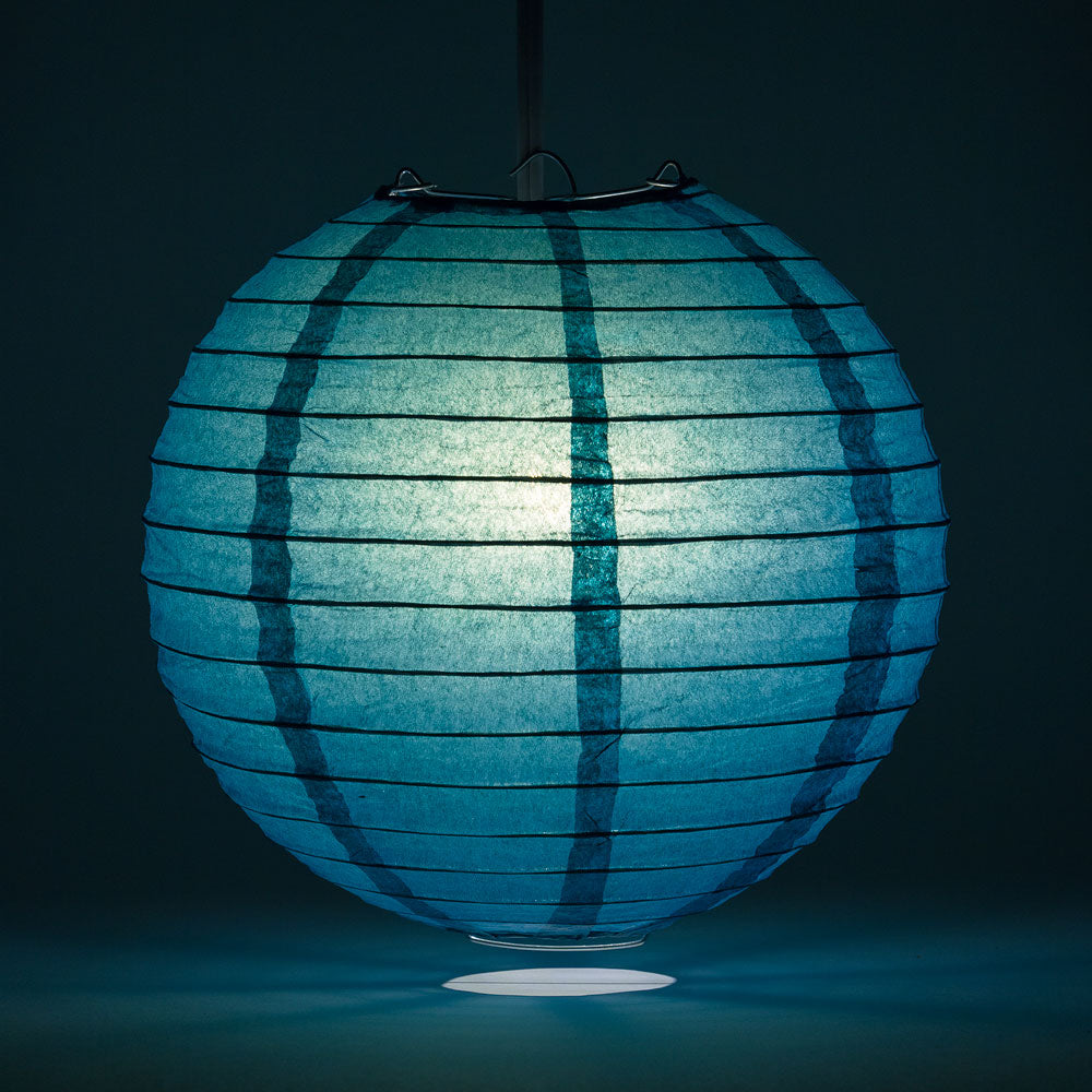 14&quot; Tahiti Teal Round Paper Lantern, Even Ribbing, Chinese Hanging Wedding &amp; Party Decoration - PaperLanternStore.com - Paper Lanterns, Decor, Party Lights &amp; More