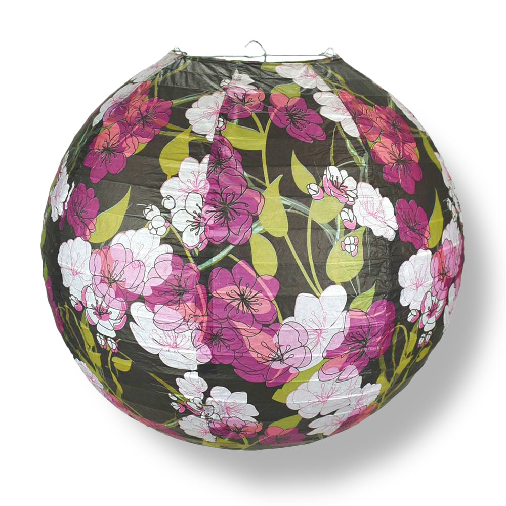 14 Inch Midnight Summer Cherry Blossom Premium Paper Lantern - PaperLanternStore.com - Paper Lanterns, Decor, Party Lights &amp; More