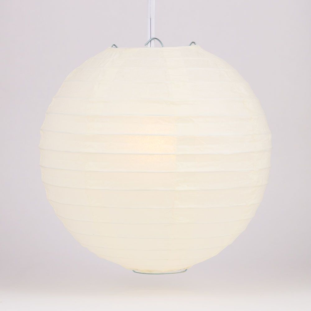 12&quot; Beige / Ivory Round Paper Lantern, Even Ribbing, Chinese Hanging Wedding &amp; Party Decoration - PaperLanternStore.com - Paper Lanterns, Decor, Party Lights &amp; More