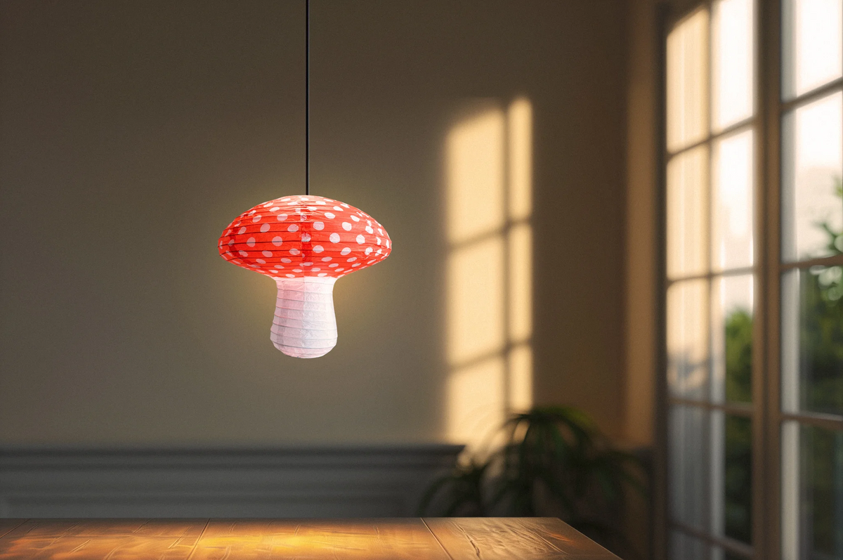 Mushroom Shaped Paper Lantern, (12&quot;W x 11&quot;H) - Luna Bazaar | Boho &amp; Vintage Style Decor