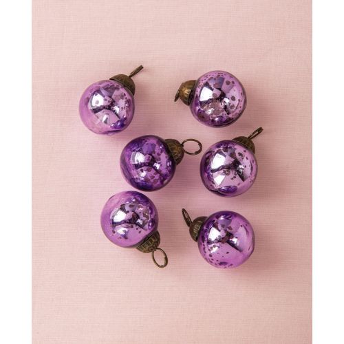 6 Pack | 1.5" Purple Ava Mini Mercury Handcrafted Glass Balls Ornaments Christmas Tree Decoration