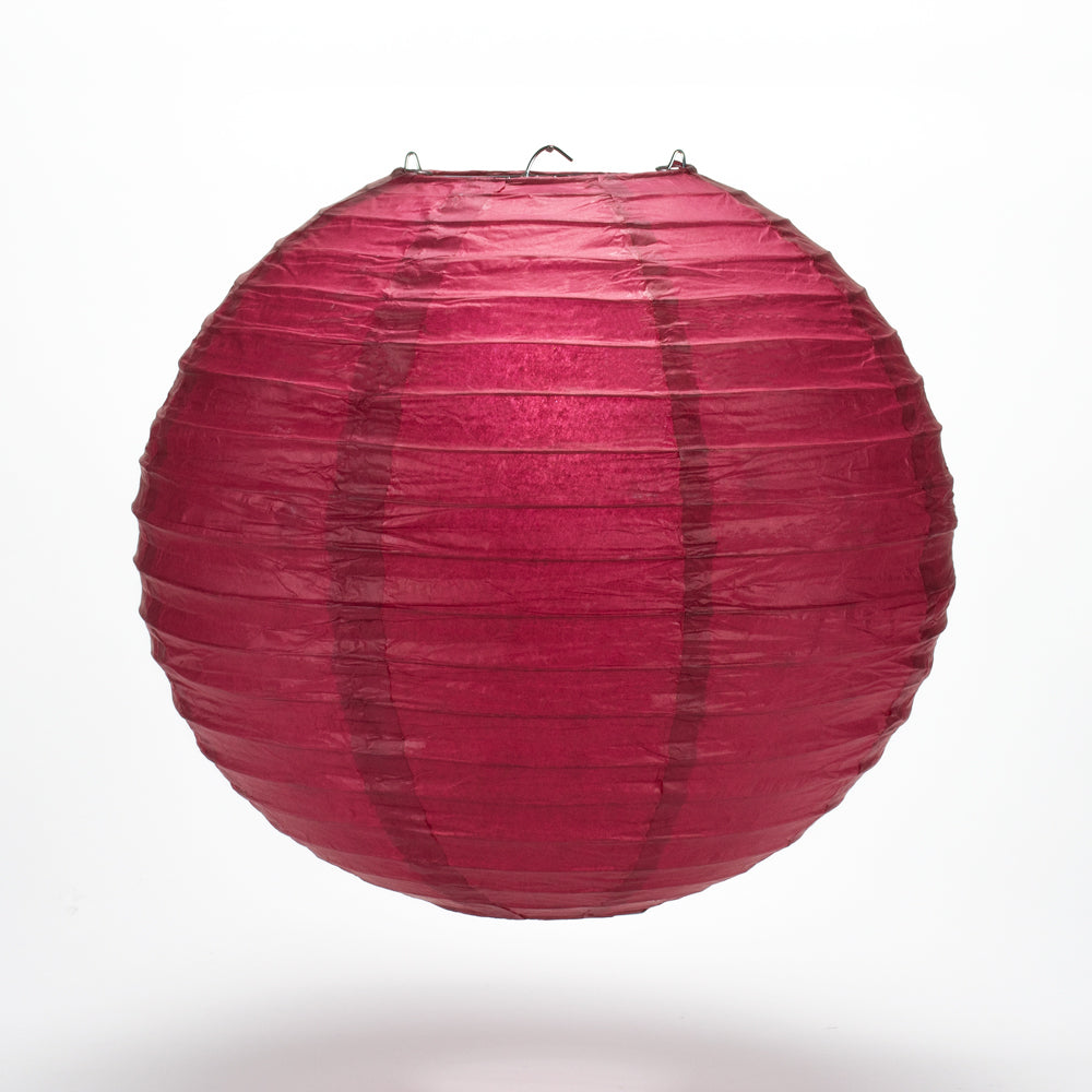 8&quot; Velvet Rose Red Round Paper Lantern, Even Ribbing, Hanging Decoration - PaperLanternStore.com - Paper Lanterns, Decor, Party Lights &amp; More