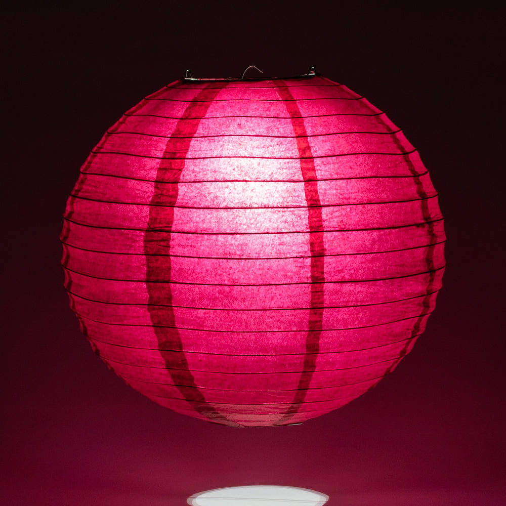 8&quot; Velvet Rose Red Round Paper Lantern, Even Ribbing, Hanging Decoration - PaperLanternStore.com - Paper Lanterns, Decor, Party Lights &amp; More