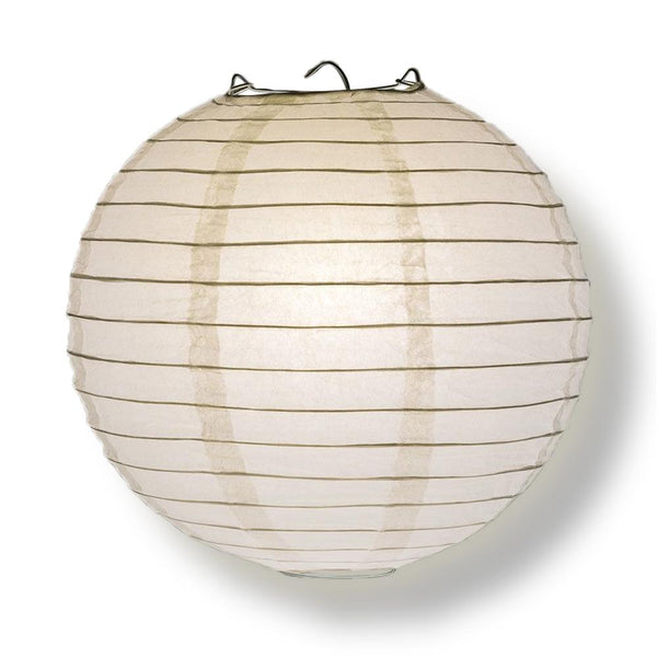 16 Inch White Round Paper Lantern, Even Ribbing, Chinese Hanging Wedding &amp; Party Decoration - LunaBazaar.com - Discover. Celebrate. Decorate.