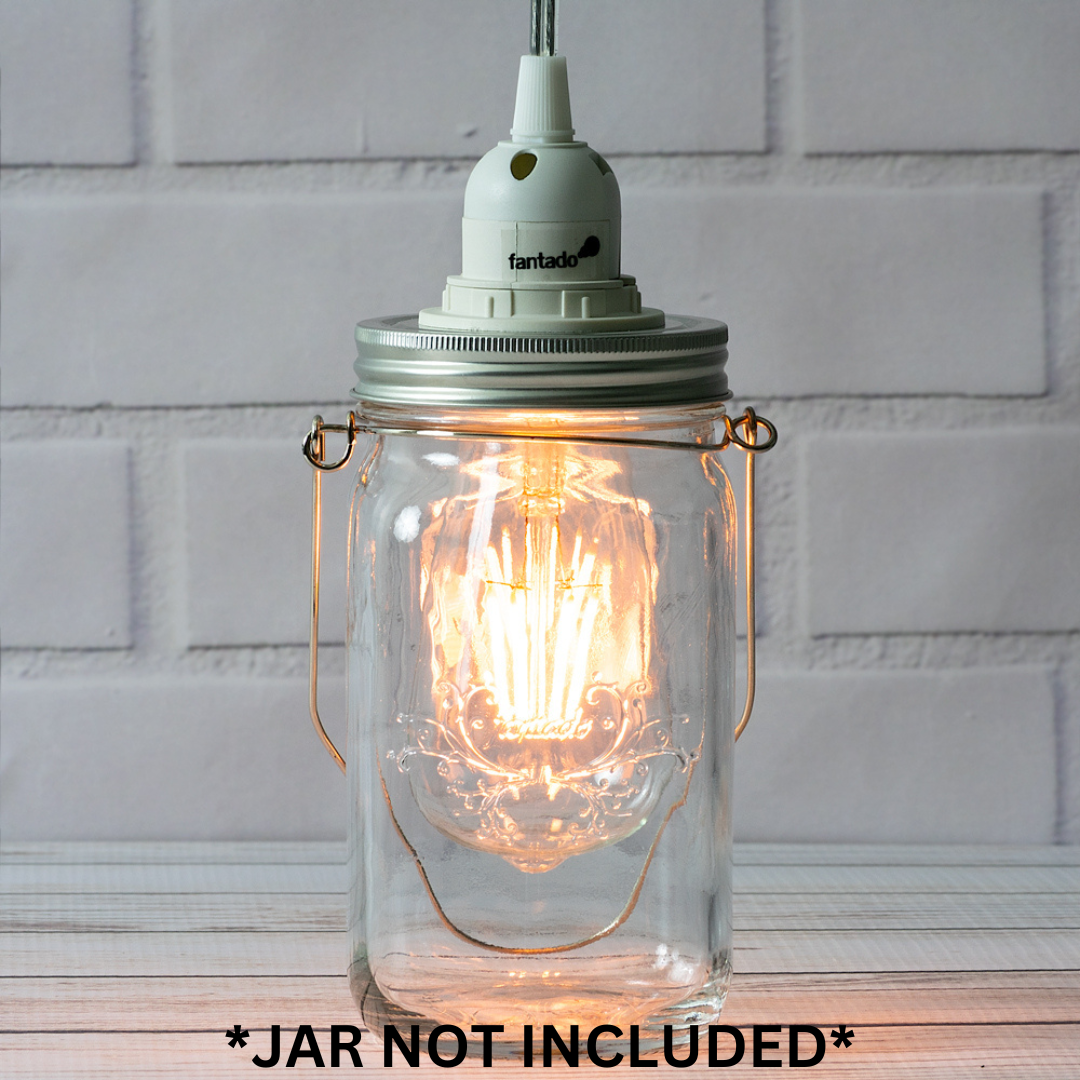 Fantado Mason Jar Pendant Light Kit, Wide Mouth, Clear Cord, 15FT