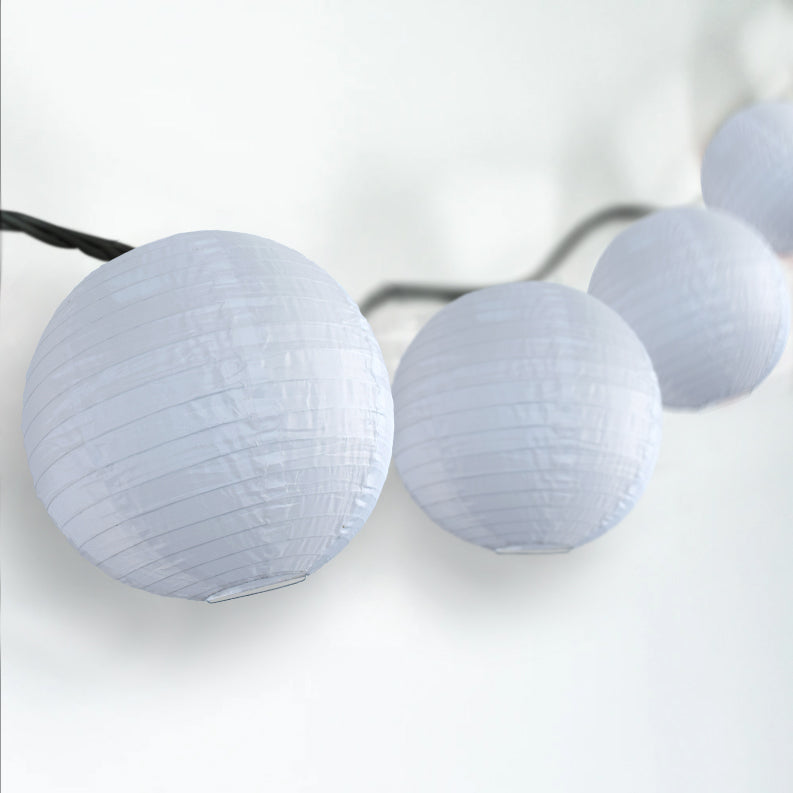 BLOWOUT 4&quot; White Shimmering Nylon Lantern Party String Lights (8FT, Expandable)