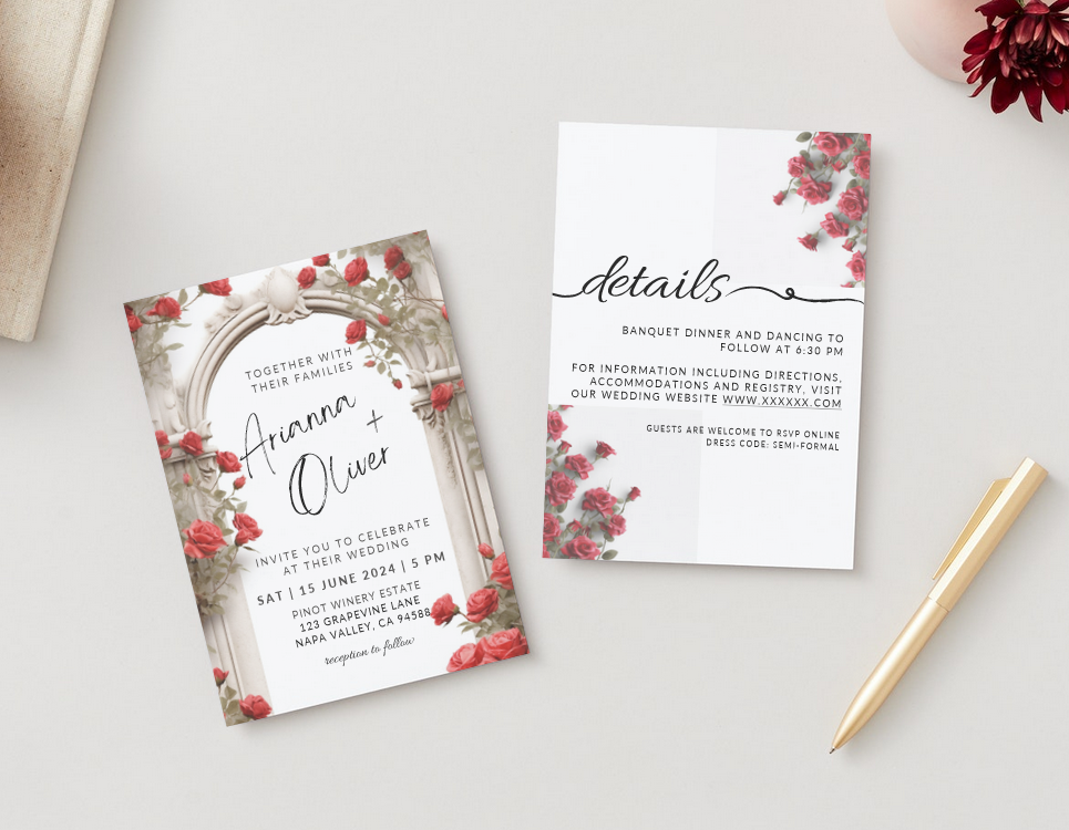 Wholesale Unique Rose Design Wedding Invitations Creative Blank