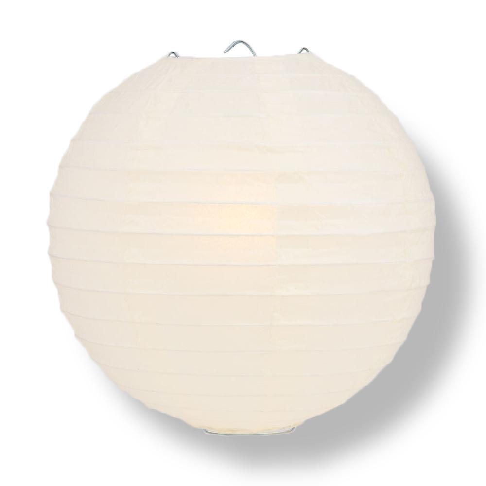 12&quot; Beige / Ivory Round Paper Lantern, Even Ribbing, Chinese Hanging Wedding &amp; Party Decoration - PaperLanternStore.com - Paper Lanterns, Decor, Party Lights &amp; More