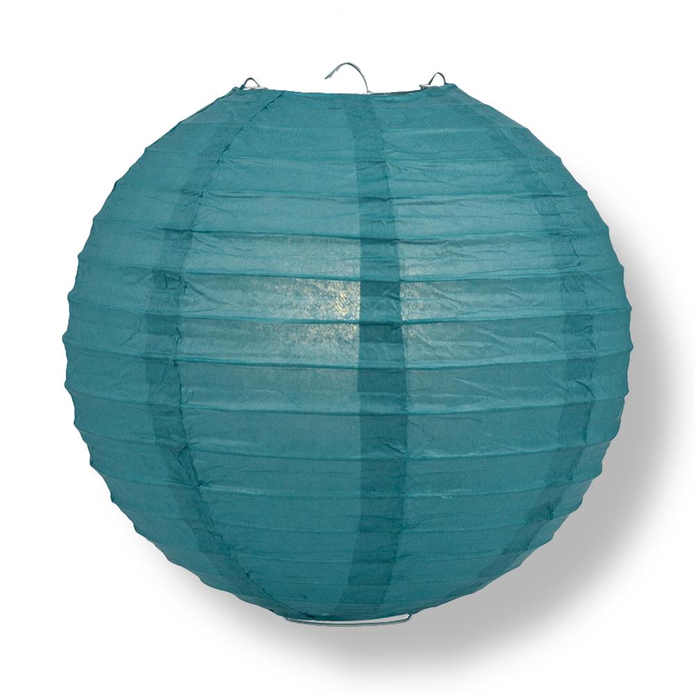 14&quot; Tahiti Teal Round Paper Lantern, Even Ribbing, Chinese Hanging Wedding &amp; Party Decoration - PaperLanternStore.com - Paper Lanterns, Decor, Party Lights &amp; More