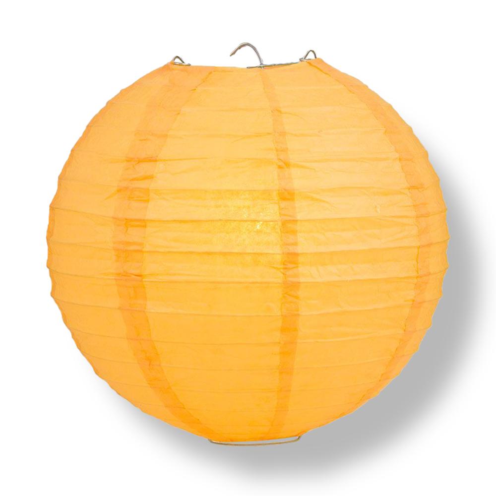 14&quot; Papaya Round Paper Lantern, Even Ribbing, Chinese Hanging Wedding &amp; Party Decoration - PaperLanternStore.com - Paper Lanterns, Decor, Party Lights &amp; More