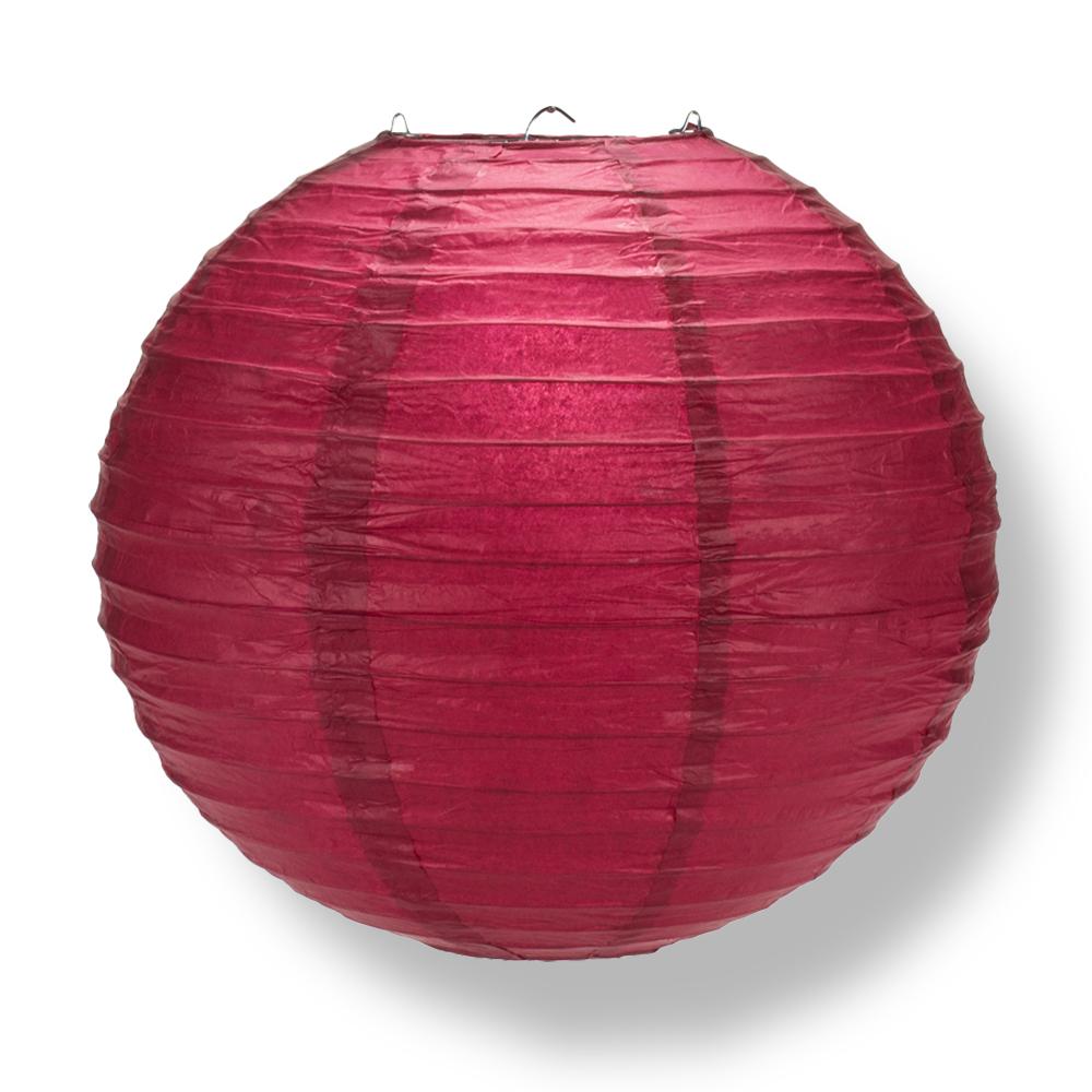 8&quot; Velvet Rose Red Round Paper Lantern, Even Ribbing, Hanging Decoration - PaperLanternStore.com - Paper Lanterns, Decor, Party Lights &amp; More