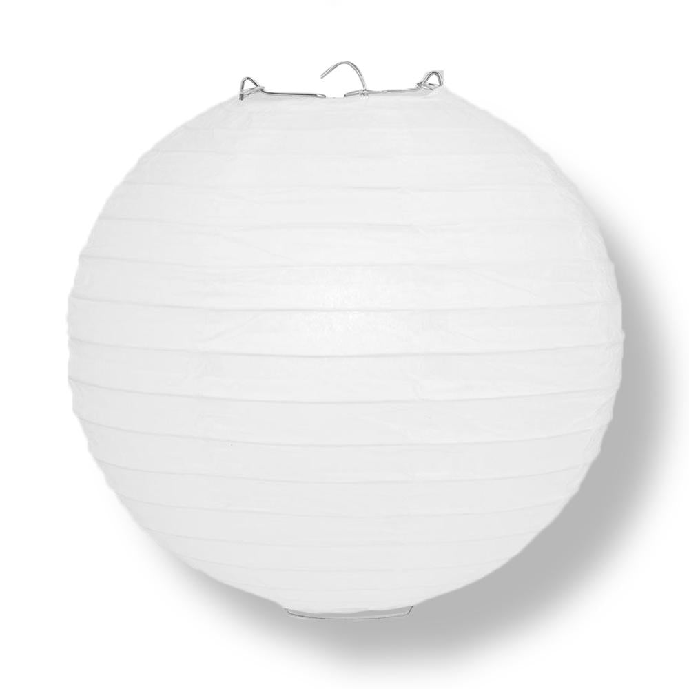 16 Inch White Round Paper Lantern, Even Ribbing, Chinese Hanging Wedding &amp; Party Decoration - LunaBazaar.com - Discover. Celebrate. Decorate.