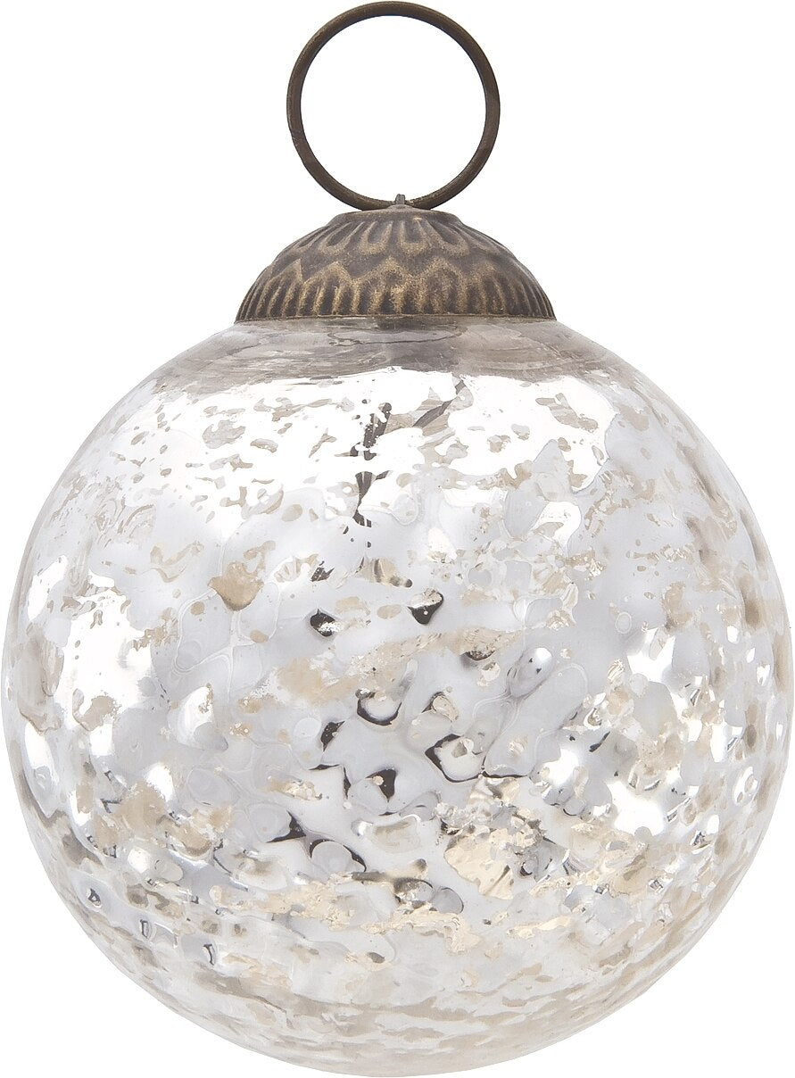 3" Silver Joy Mercury Disco Ball Glass Ornament Christmas Tree Decoration