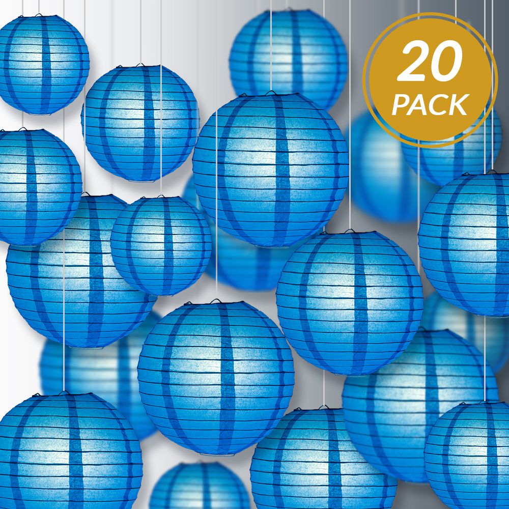 Ultimate 20pc Turquoise Paper Lantern Party Pack - Assorted Sizes of 6, 8, 10, 12 for Weddings, Birthday, Events and Decor - PaperLanternStore.com - Paper Lanterns, Decor, Party Lights &amp; More