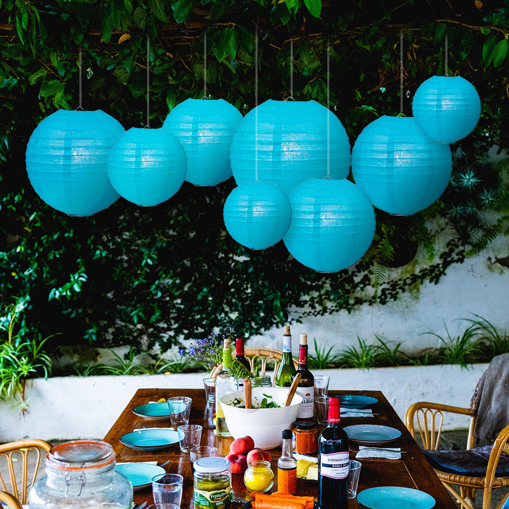 Ultimate 20pc Turquoise Paper Lantern Party Pack - Assorted Sizes of 6, 8, 10, 12 for Weddings, Birthday, Events and Decor - PaperLanternStore.com - Paper Lanterns, Decor, Party Lights &amp; More