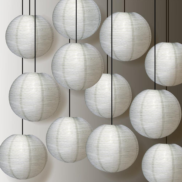 24&quot; White Fine Line Premium Even Ribbing Paper Lantern, Extra Sturdy - PaperLanternStore.com - Paper Lanterns, Decor, Party Lights &amp; More