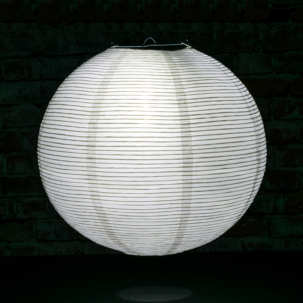 24&quot; White Fine Line Premium Even Ribbing Paper Lantern, Extra Sturdy - PaperLanternStore.com - Paper Lanterns, Decor, Party Lights &amp; More