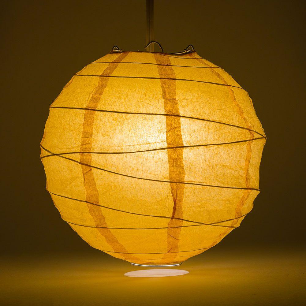 24 Inch Papaya Free-Style Ribbing Round Paper Lantern - Luna Bazaar | Boho &amp; Vintage Style Decor