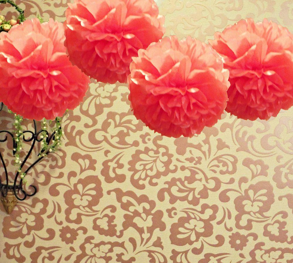 12 Dark Green Tissue Paper Pom Poms Flowers Balls, Decorations (4