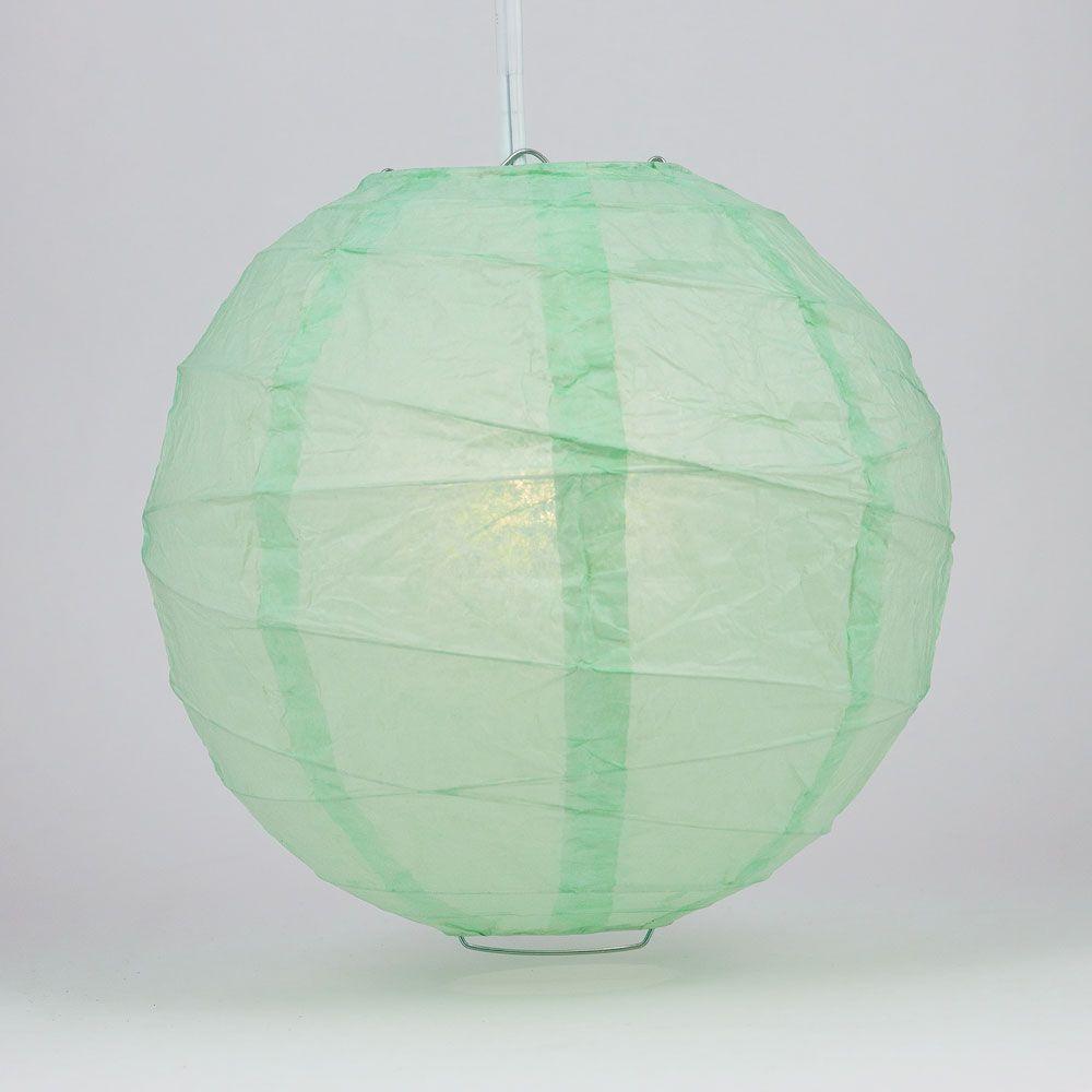 5-Pack 14 Inch Cool Mint Green Free-Style Ribbing Round Paper Lantern - Luna Bazaar | Boho &amp; Vintage Style Decor