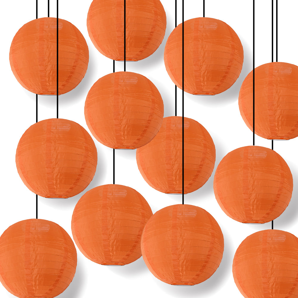 BULK PACK (12) 24 Inch Orange Shimmering Nylon Lantern, Even Ribbing, Durable, Hanging - LunaBazaar.com - Discover. Celebrate. Decorate.