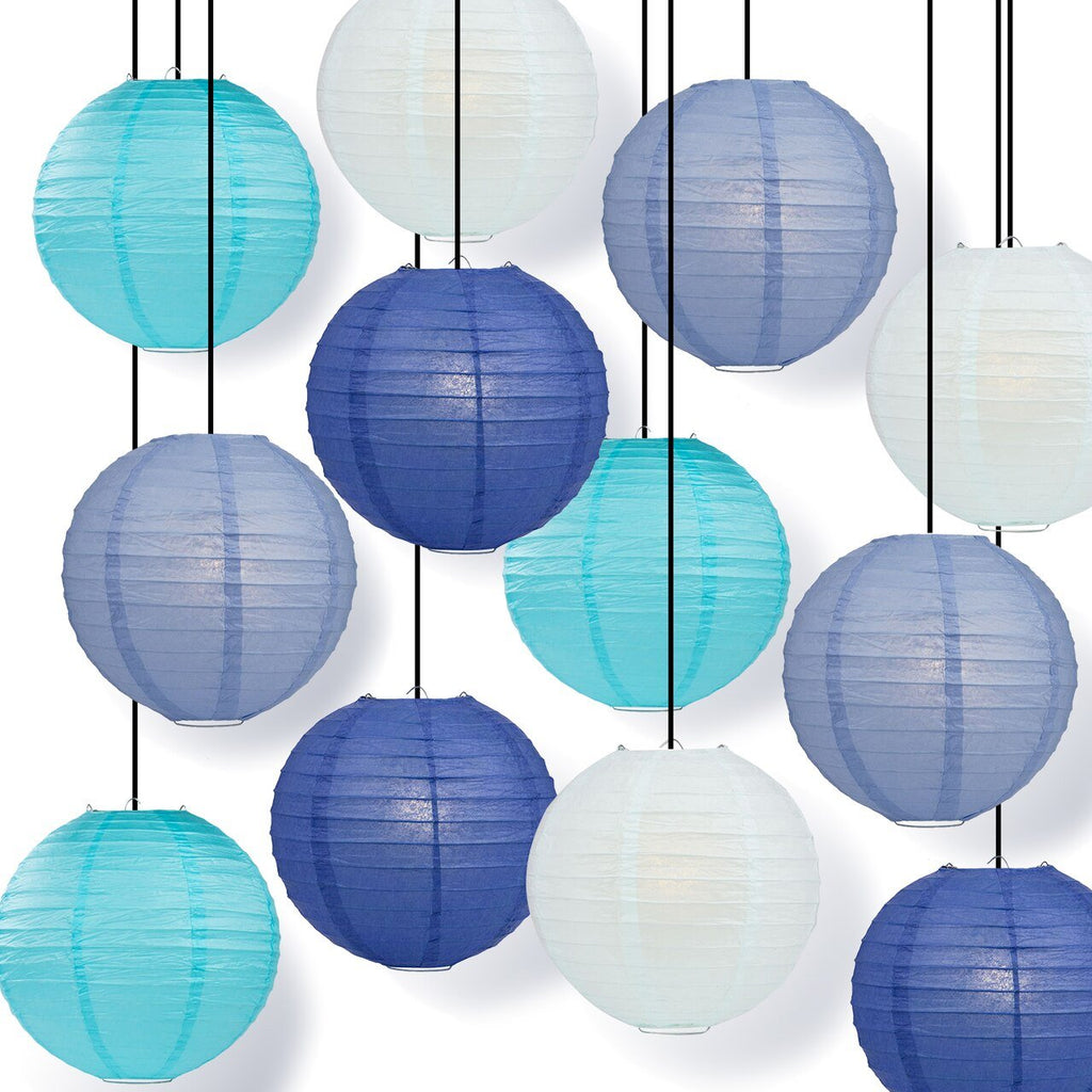 Patterned Light Powder Blue Lanterns, Set of 2