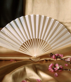 Ready-to-wear Ivory and Gold Point de Hongrie Hand-fan