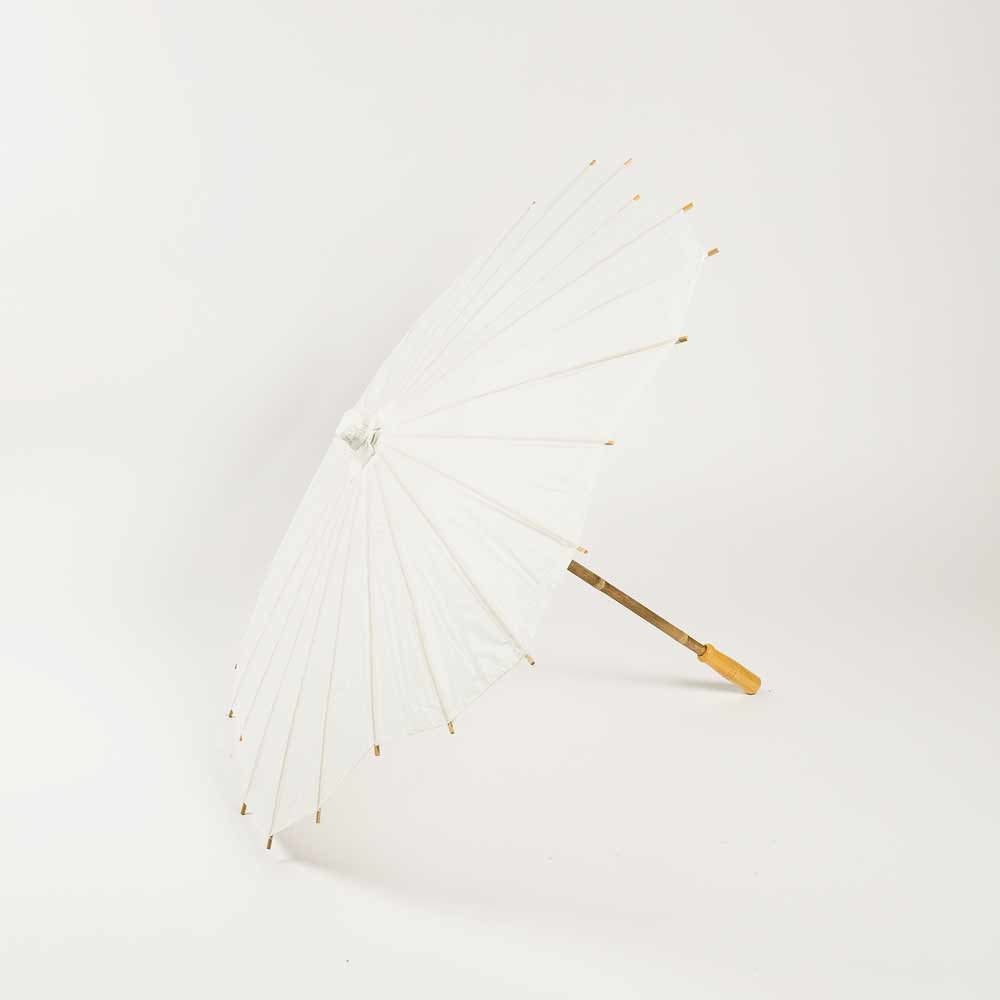 32 Inch Wedding White Paper Parasol Umbrellas with Elegant Handle