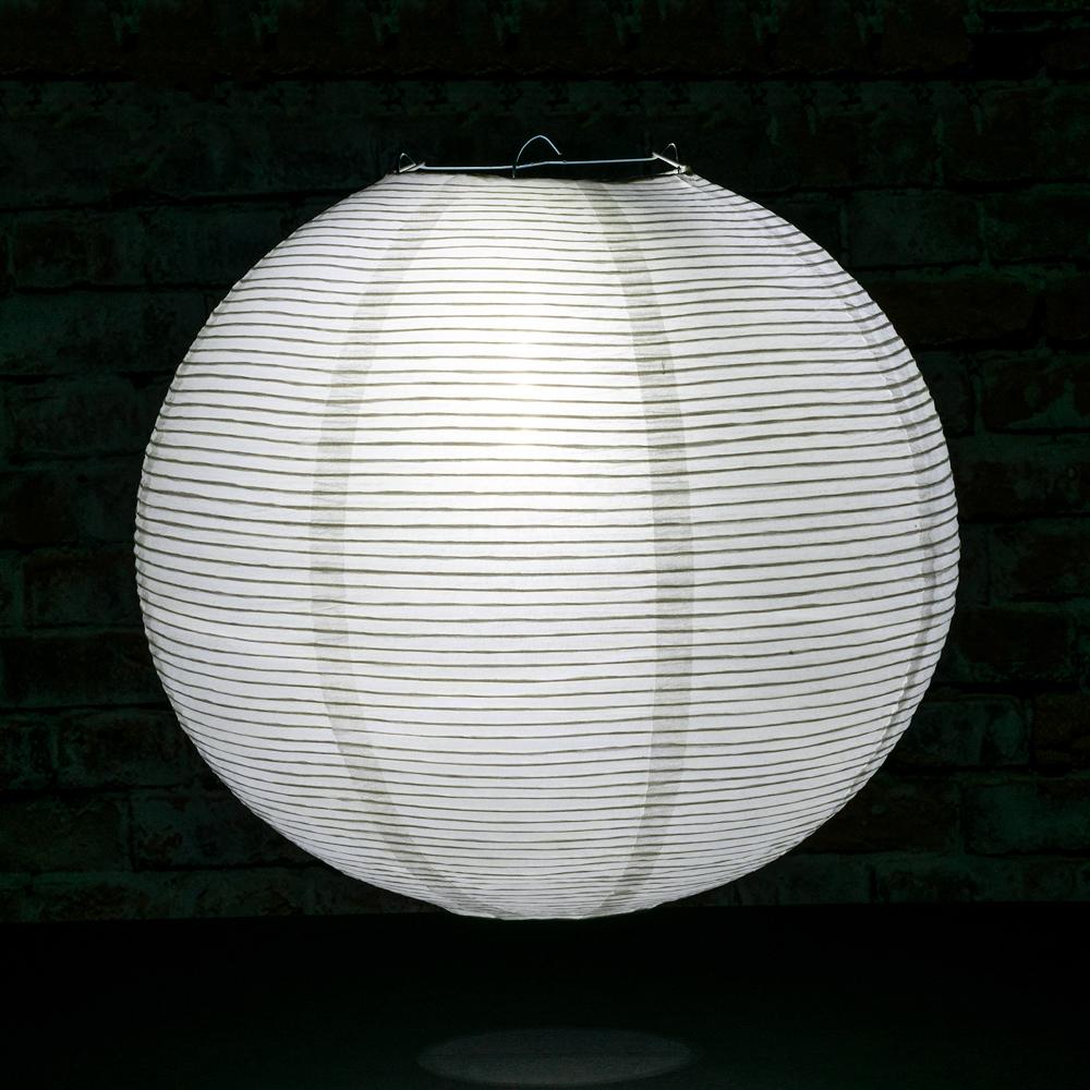 14&quot; White Fine Line Premium Parallel Ribbing Paper Lantern, Extra Sturdy - Luna Bazaar | Boho &amp; Vintage Style Decor